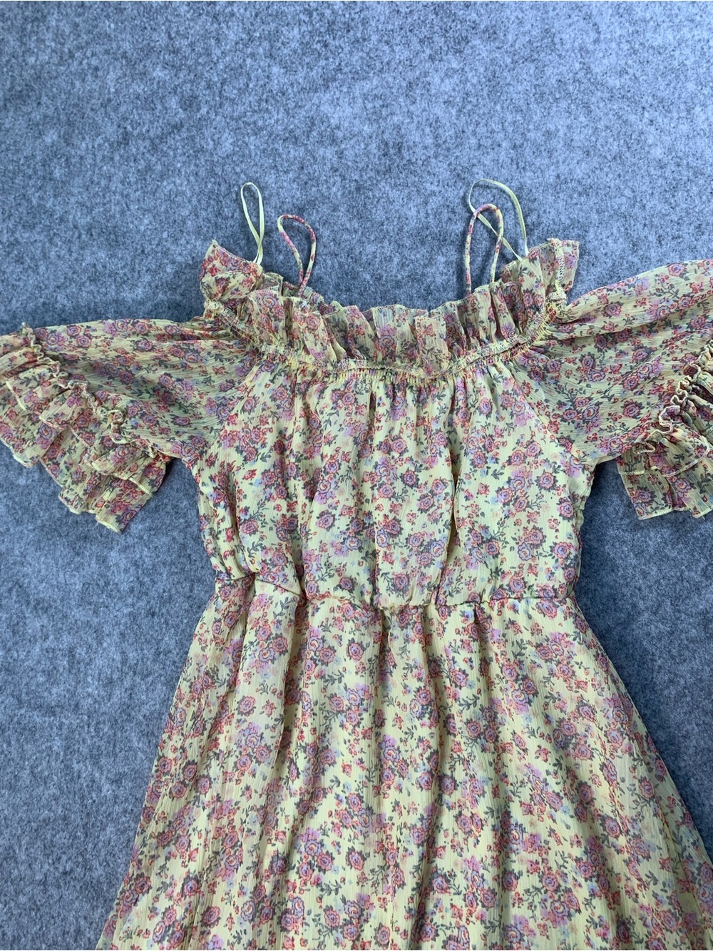 ClockHouse ' Yellow Floral Ruffle Off-Shoulder Dress - Picture 3 of 13